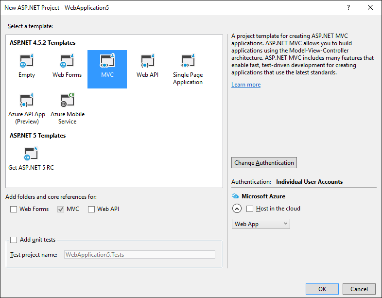 Use MVC template